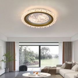 Modern Circular LED Ceiling Light with Cloud Pattern - High-Quality Acrylic, Semi-Recessed Installation, 110V-240V, Ideal for Living Room or Bedroom Lighting, LED Lights for Bedroom