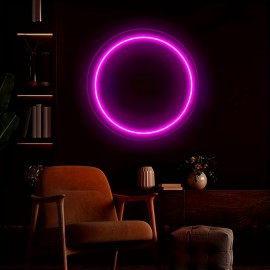 1pc Circle LED Neon Sign Light, Dimmable Acrylic Neon Light Home Decor for Bedroom Game Room Bar Pub for Man Cave Birthday Wedding Party Decoration, Neon Signs For Wall Decor, Car Neon Sign, Bar Neon Sign, Bedroom Lighting, Stylish Lighting, Modern Decor, Bright Illumination, Sleek Design, Decorative Sign, Ambient Lighting, Party Planners, Gamers Setup