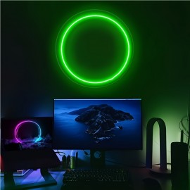 1pc Circle LED Neon Sign Light, Dimmable Acrylic Neon Light Home Decor for Bedroom Game Room Bar Pub for Man Cave Birthday Wedding Party Decoration, Neon Signs For Wall Decor, Car Neon Sign, Bar Neon Sign, Bedroom Lighting, Stylish Lighting, Modern Decor, Bright Illumination, Sleek Design, Decorative Sign, Ambient Lighting, Party Planners, Gamers Setup