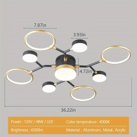 Modern Industrial Farmhouse LED Modern Chandeliers Light Fixture, 4000K Lighting Rustic Sputnik Chandelier Ceiling Lamp for Kitchen Bedroom Living Room Hallway