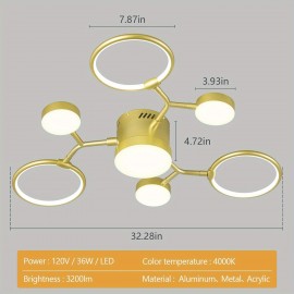 Modern Industrial Farmhouse LED Modern Chandeliers Light Fixture, 4000K Lighting Rustic Sputnik Chandelier Ceiling Lamp for Kitchen Bedroom Living Room Hallway