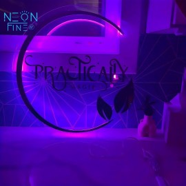 Custom LED Backlit Acrylic Wall Sign - USB Powered Adjustable Brightness, with Personalized UV Printing, Round Design and Floral Pattern Suitable for Salon, Office, Store Decoration, Custom Decorative Sign | Personalized Sign | Polished Surface, Wall Hanging Neon Light, Led Screen For Advertising, Business Sign, Neon Light, Neon Sign For Wall, Neon Sign