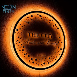 Custom LED Backlit Acrylic Wall Sign - USB Powered Adjustable Brightness, with Personalized UV Printing, Round Design and Floral Pattern Suitable for Salon, Office, Store Decoration, Custom Decorative Sign | Personalized Sign | Polished Surface, Wall Hanging Neon Light, Led Screen For Advertising, Business Sign, Neon Light, Neon Sign For Wall, Neon Sign