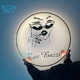 Custom LED Backlit Acrylic Wall Sign - USB Powered Adjustable Brightness, with Personalized UV Printing, Round Design and Floral Pattern Suitable for Salon, Office, Store Decoration, Custom Decorative Sign | Personalized Sign | Polished Surface, Wall Hanging Neon Light, Led Screen For Advertising, Business Sign, Neon Light, Neon Sign For Wall, Neon Sign