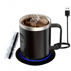Coffee Mug Warmer Electric Set For Desk, Mug With Heating Base And Lid, Intelligent Coffee Mug For Heating Milk, Tea And Hot Chocolate, Keeps Up To 131°F/55°C