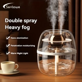 USB-Powered 101.44oz-Like (Actual 2.6-4 Large Capacity Transparent Crystal Humidifier with Night Light, Quiet Operation & Top-Fill Tank - Cool Mist for Bedroom, Office,, Large Room Air Humidifier, Plug & Play (USB-Powered, Low Voltage