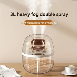 USB-Powered 101.44oz-Like (Actual 2.6-4 Large Capacity Transparent Crystal Humidifier with Night Light, Quiet Operation & Top-Fill Tank - Cool Mist for Bedroom, Office,, Large Room Air Humidifier, Plug & Play (USB-Powered, Low Voltage