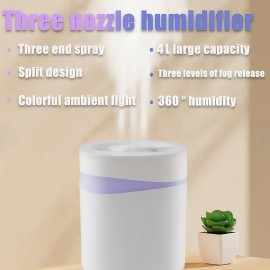 Large Capacity Humidifier with Three Nozzles, Heavy Mist Silent Operation, Equipped with 3 Spray Nozzles And USB Connection, Suitable for Study Rooms, Bedrooms, Rooms, And Offices, Featuring a Color-Changing Light, Humidifier For Room, Air Humidifier, Essential Oil Diffuser, Aroma Diffuser For Home, Vaporizer, Essential Oil Diffuser For Home, Room Humidifier, Aroma Humidifier, Diffuser Device, Diffuser For Essential Oils, Essential Oil Humidifier, Air Freshener Home, Room Decor, Scent