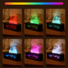 Wall-Mounted Flame Humidifier with Realistic Fireplace Effect - Long-Lasting Scented Diffuser, USB-Powered, No Battery Needed, Ideal for Bedroom, Living Room, Or Office - Perfect Holiday Gift, Fireplace Decor