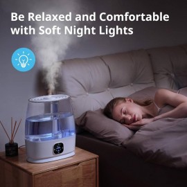 1.59gal Cool & Warm Mist Humidifier for Large Rooms, Nursery, Bedroom - Soundwave technology Quiet Operation, 50H Runtime, Auto Mode with Top-Fill Tank, Essential Oil Diffuser,, Easy-Clean Design (Cool/Warm Mist, Plug-in Air Humidifier