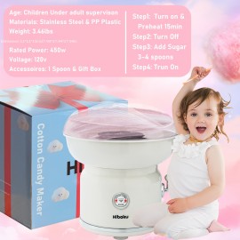 Hiboku Candy Machine, Electric Home Candy Maker, Suitable for Kids, Birthdays, Parties, Comes with a Sugar Scoop, White Color.