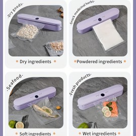 Portable Wireless Vacuum Sealer Machine, USB Rechargeable, with Type-C Connector, for Kitchen Food Preservation, Suitable for Snacks, Fresh Fruits, Nuts, and Pet Foo
