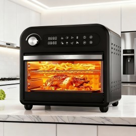 16QT Large Capacity Digital Air Fryer Oven Toaster Combo with 360° Hot Air Circulation, 1500W Fast Preheating & Cooking, Digital Display & Precise Temperature Control, Transparent Door with Window, Healthy Low-Oil Cooking Intelligent Chip Technology