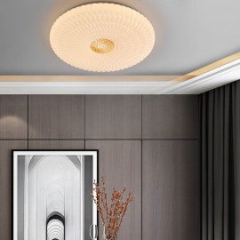 Modern Elegant Luxurious Feather-Shaped Round Acrylic Diamond Pattern Tri-Color Changing Ceiling Light with Easy Installation for Living Room, Bedroom, Study, Hallway, Bar - Product Does Not Include Switch Control