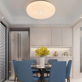 Modern Elegant Luxurious Feather-Shaped Round Acrylic Diamond Pattern Tri-Color Changing Ceiling Light with Easy Installation for Living Room, Bedroom, Study, Hallway, Bar - Product Does Not Include Switch Control