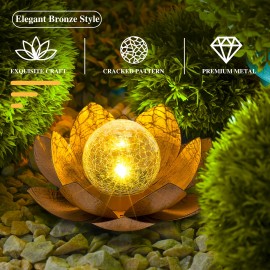 Two Pieces Solar Outdoor Decoration Waterproof for Lotus Lamp, Garden Decoration Metal Cracked Ball Glass for Lotus Lamp, Suitable for Indoor And Outdoor Solar Lamps for Dining Tables, Living Rooms, Balconies Decoration, Father's Day And Thanksgiving Gifts, Indoor Decor, Outdoor Lighting, Elegant Lighting, Floral Design, Handcrafted Decor, Weatherproof Light, Solar Lantern, Touch Control Lamp, Garden Enthusiasts, Interior Designers