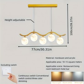[LED Pendant Light] Modern Minimalist LED 3-Color Dimmable Pendant Light with 3D Printed Design - Semi-Flush Mount, Hardwired, No Battery Needed, 110-240V, Perfect For Kitchen, Dining Room, Or Bar, Kitchen Lighting | Modern Pendant Light | Durable Metal Construction