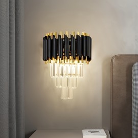 Modern Minimalist LED Tri-Color Changing Crystal Wall Light/Metal Fixture/Sleek Design/Contemporary Lighting/Durable Construction/Adjustable Brightness/Colorchanging Lamp/Interior Designers/Home Decorators/for Bedroom/Living Room/Study/Hallway/with Three-Color Dimmable Bulb/Wall Lamps for Living Room/Living Room Lamp/Lamps for Living Room/Lamp for Living Room/Wall Lamp/Bedroom Lighting/Study Lighting