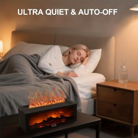 New Simulated Fireplace Flame Humidifier with Colorful Lights, Timer, Quiet Diffuser for Aromatherapy, 7-Color Flame Humidifier, Aroma Diffuser, Essential Oil Diffuser, 2 Color Options,  Stylish Diffuser, Decorative Humidifier, Quiet Operation