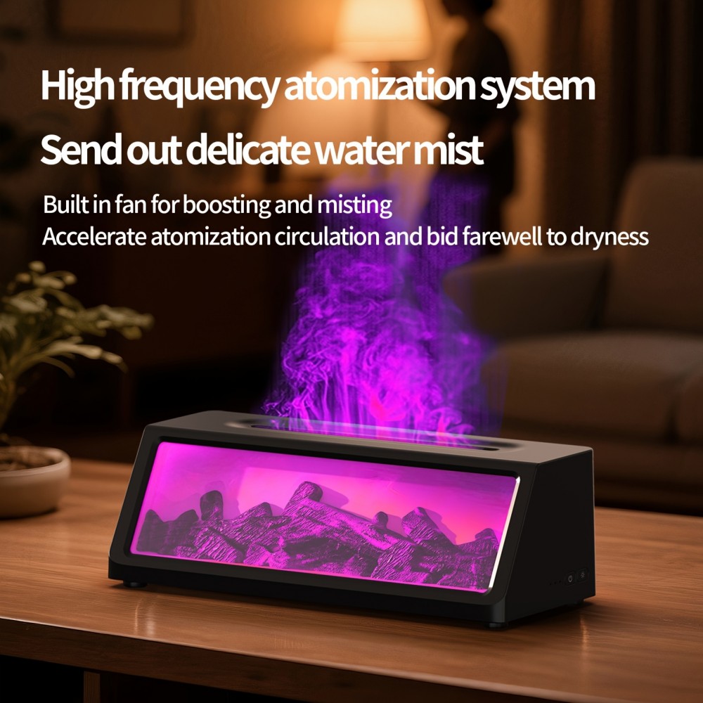 New Simulation Flame Humidifier with Seven-Color Atmosphere Light, Three Adjustable Settings, Auto Shut Off, Water Shortage Protection, Silent Operation – Essential Gift for, Humidifier For Bedroom, Humidifier For Large Room
