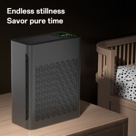 Air Purifiers for Home Large Room Up to 1295 Ft² with PM 2.5 Display Air Quality Sensor, Auto Mode, Timer, HEPA Air Purifier for Bedroom Filters Smoke, Pet Dander, Pollen,Black