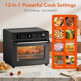Fryer Toaster Oven, Air Fryer Toaster Oven Combo, 12-in-1 Digital Countertop Natural Convection Roast Bake Dehydrate And Reheat, Stainless Steel