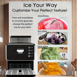 Slushie Machine for Home, Shaved Ice Maker with 3min Snowflake Ice, 44.09LB/24H Capacity, Electric Snow Cone Machine with 304 Stainless Steel Blade, Adjustable Ice Texture for Restaurants, Kitchen