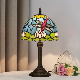 [1 Vintage Mosaic Glass Lamp] Vintage Handmade Mosaic Glass 1 Stained Glass Table Lamp | Office Home Living Room, Dining Room and Bedroom Decoration Lamps