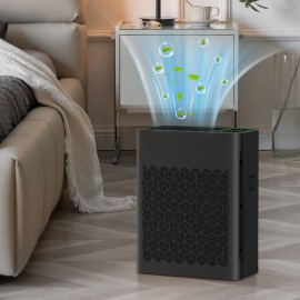 Air Purifiers for Home Large Room Up to 1295 Ft² with PM 2.5 Display Air Quality Sensor, Auto Mode, Timer, HEPA Air Purifier for Bedroom Filters Smoke, Pet Dander, Pollen,Black